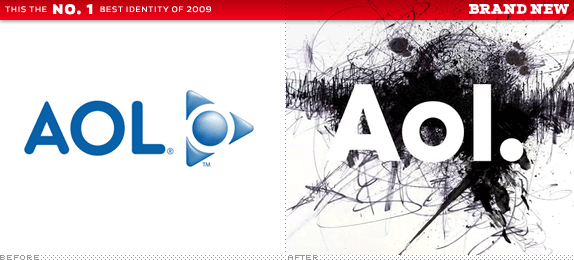 图为AOL新(右)旧(左)标识对比