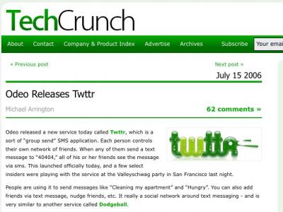 TechCrunch的Twttr报道