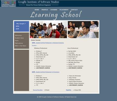 图为印度山寨谷歌学校的课程介绍