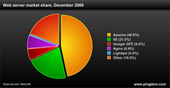 图为2009年12月全球网络服务器市场份额
