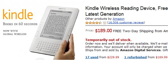 亚马逊Kindle断货