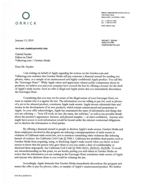 图为苹果律师信第一页 图为苹果律师信第一页