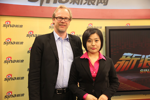 图为：Anders-Wasterlid与主持人权静(文元/摄)