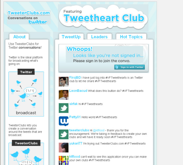 TweeterClubs页面截图