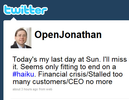 Sun CEO施瓦茨在Twitter上宣布辞职