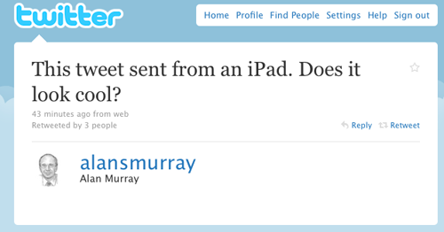 阿兰&middot;默里用iPad发送的Twitter信息
