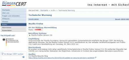 德国政府通知页面